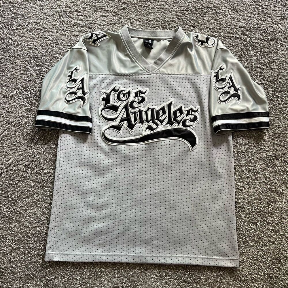 Vintage Y2K Los Angeles Football Jersey Dazzle Grey Black Size Medium